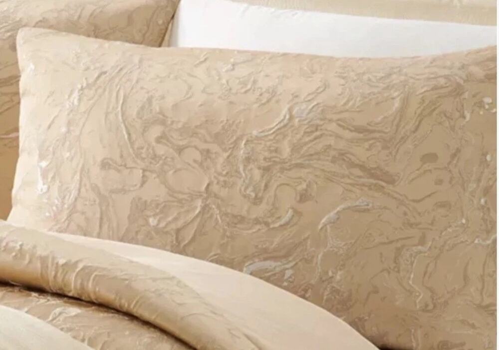 NEW (2) Donna Karen Home Liquid Marble Gold KING Pillow Sham Set